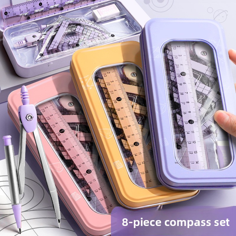 Conjunto de 8 peças de instrum - Math Geometry Set With Compass avaliação e preço